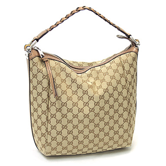 グッチ GUCCI バッグ コピー ショルダーバッグ 257090 F4G1N 9763 GGキャンバス バンブー バー ミディアム ホーボ BAMBOO BAR MEDIUM HOBO ベージュ/ライトブラウン